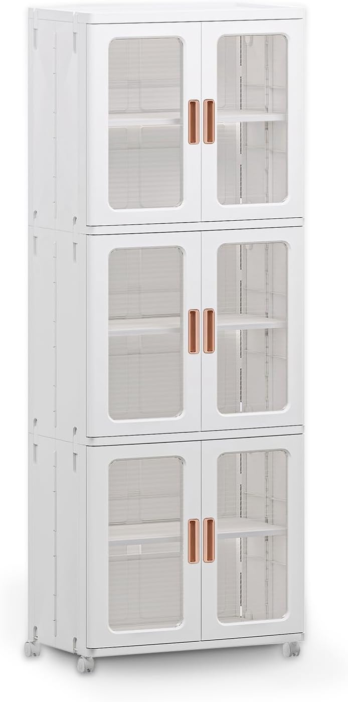 Stackable Pantry Bin - Storage Bins with Lids and Doors