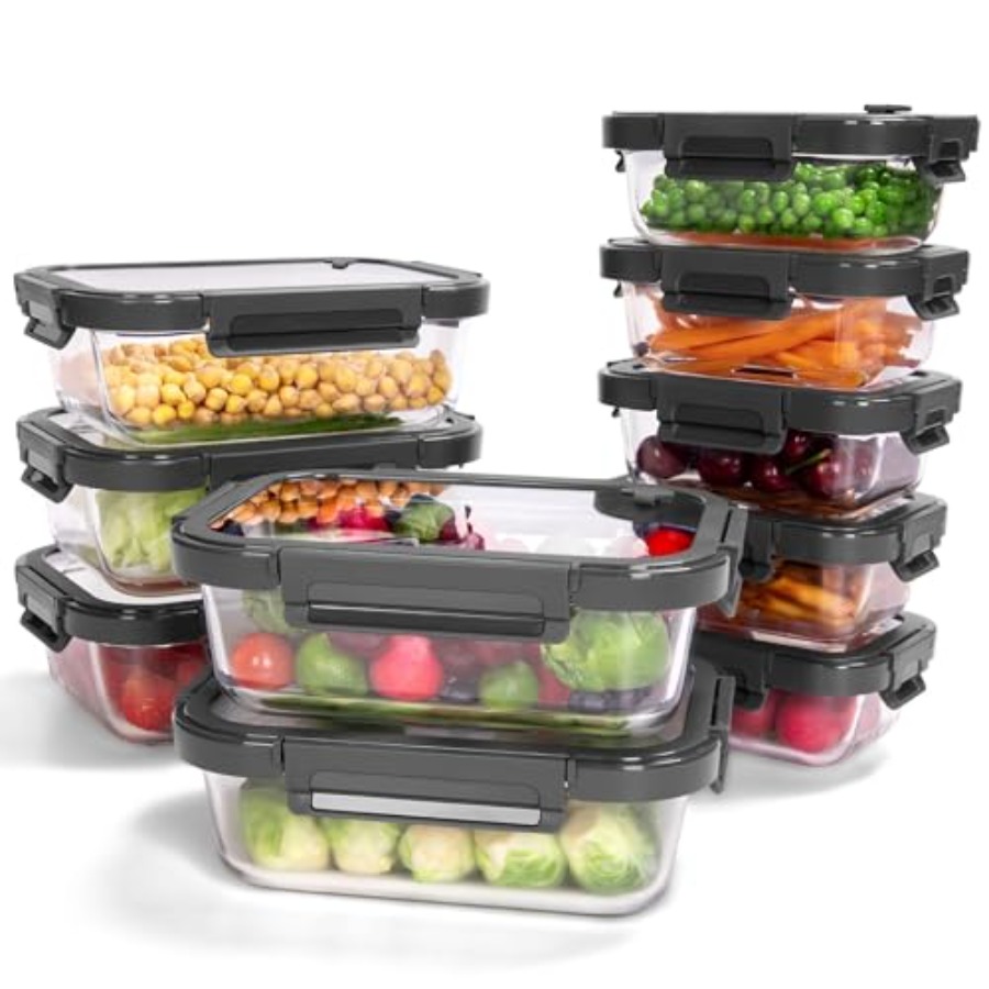 Food Storage Oven Safe - 10-Pack Glass Food Storage Containers with