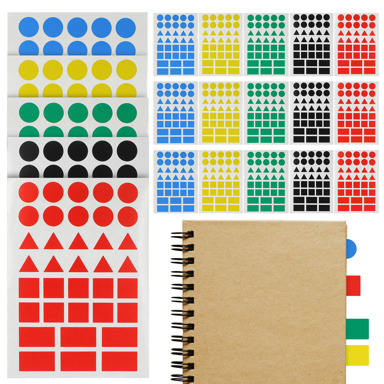 Food Storage Label - 50 Sheets Color Coding Stickers Multi-Shaped