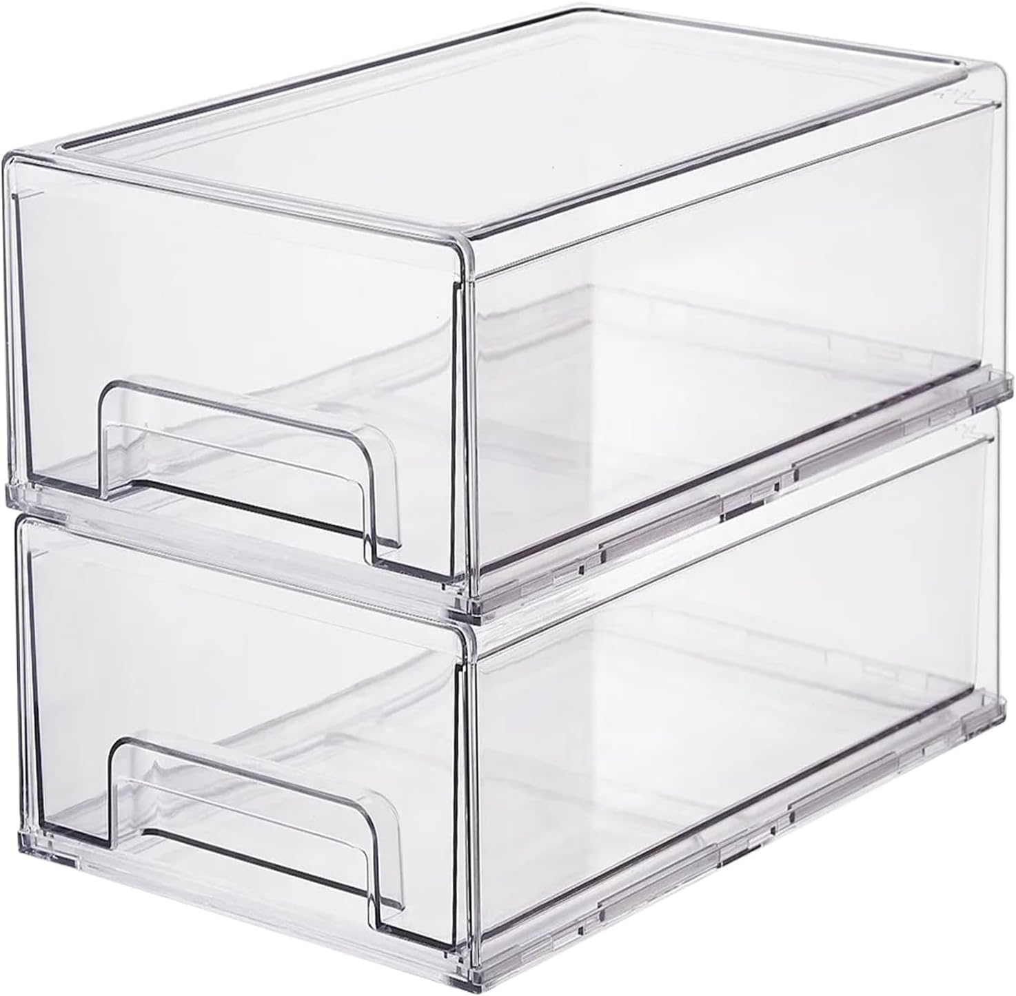 Stackable Pantry Bin - Clear Plastic Stackable Storage Drawers Bins