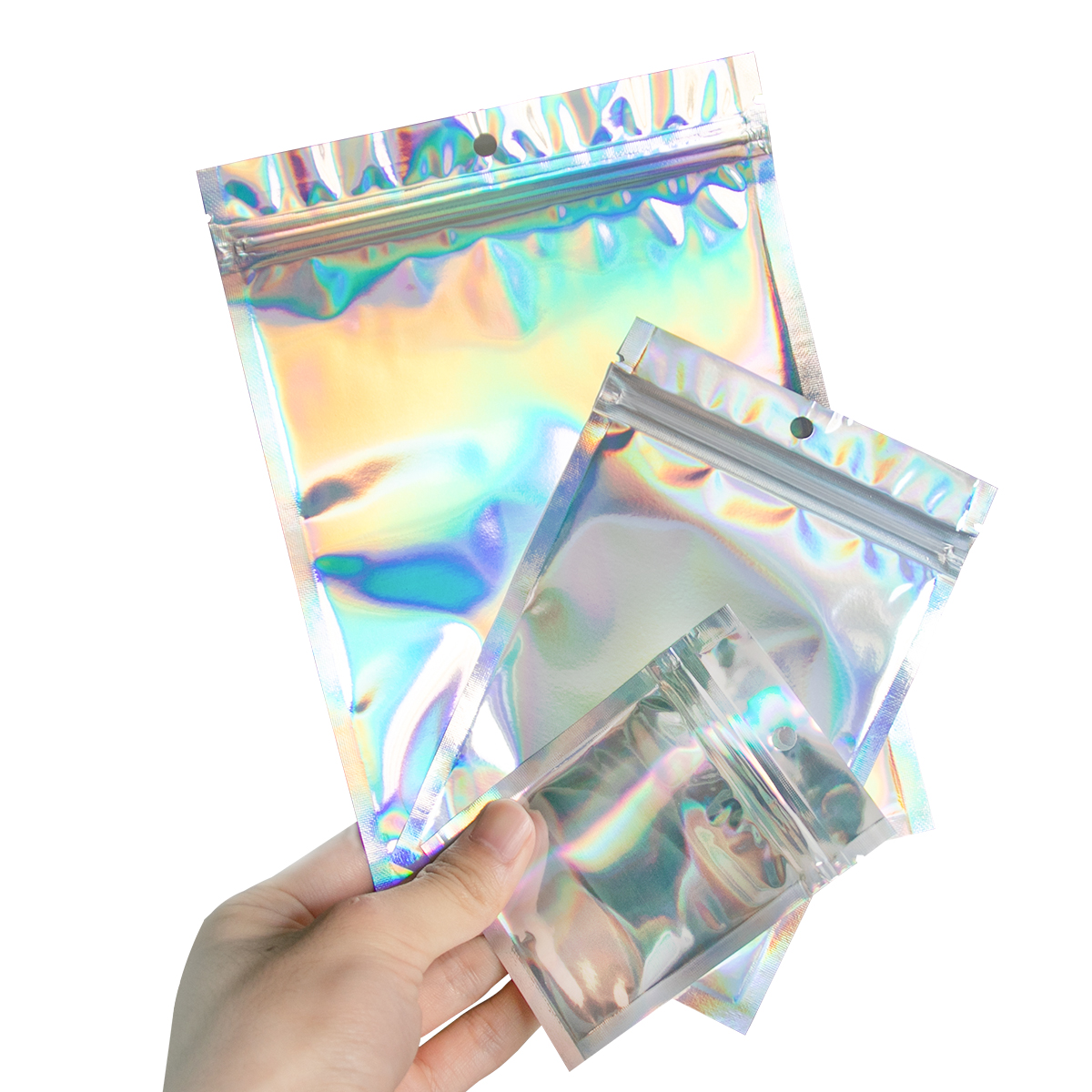 Food Storage Ziploc Bags - 40pcs/60pcs Holographic Resealable Bag Zipper Food