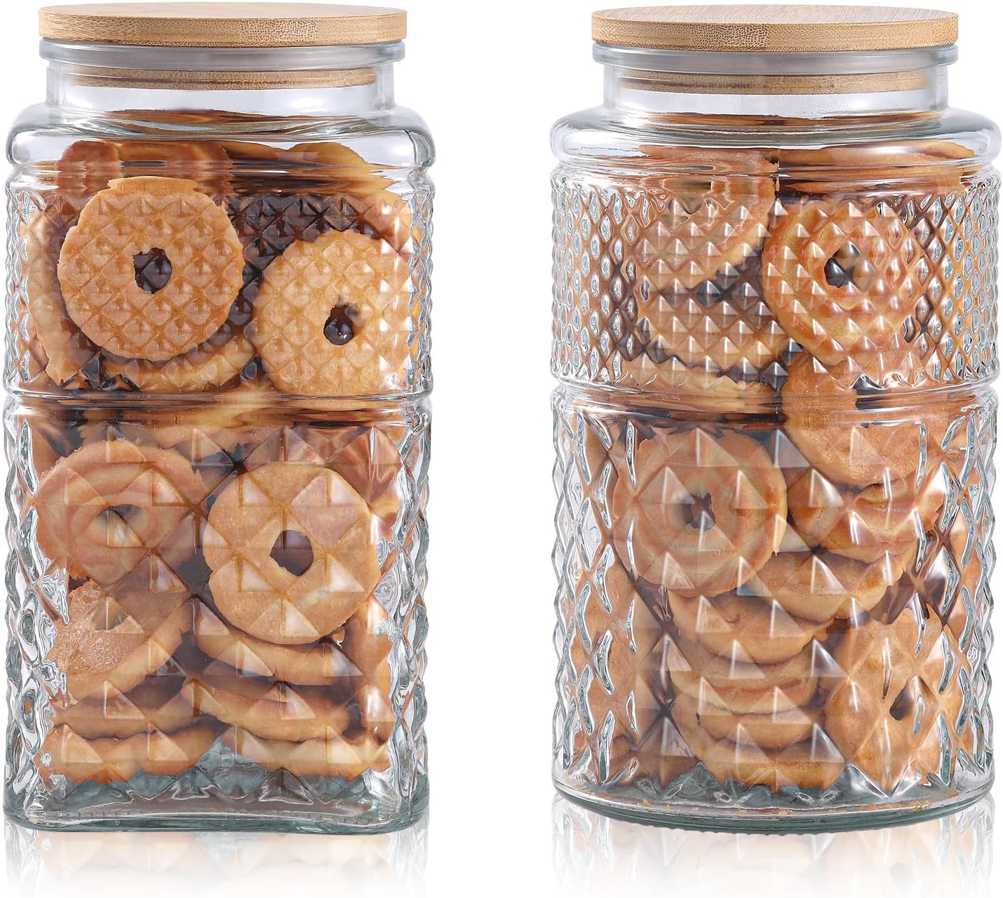 Food Storage Airtight - 0.7Gallon/2600ml Glass Cookie Jar, Set of
