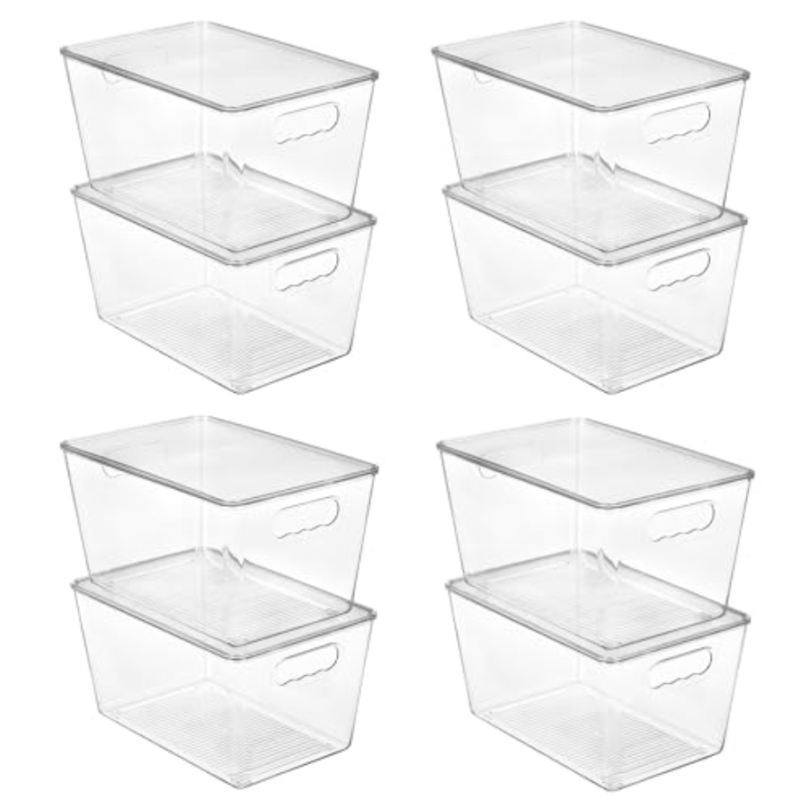 Stackable Pantry Bin - 8 Pack Clear Stackable Storage Bins