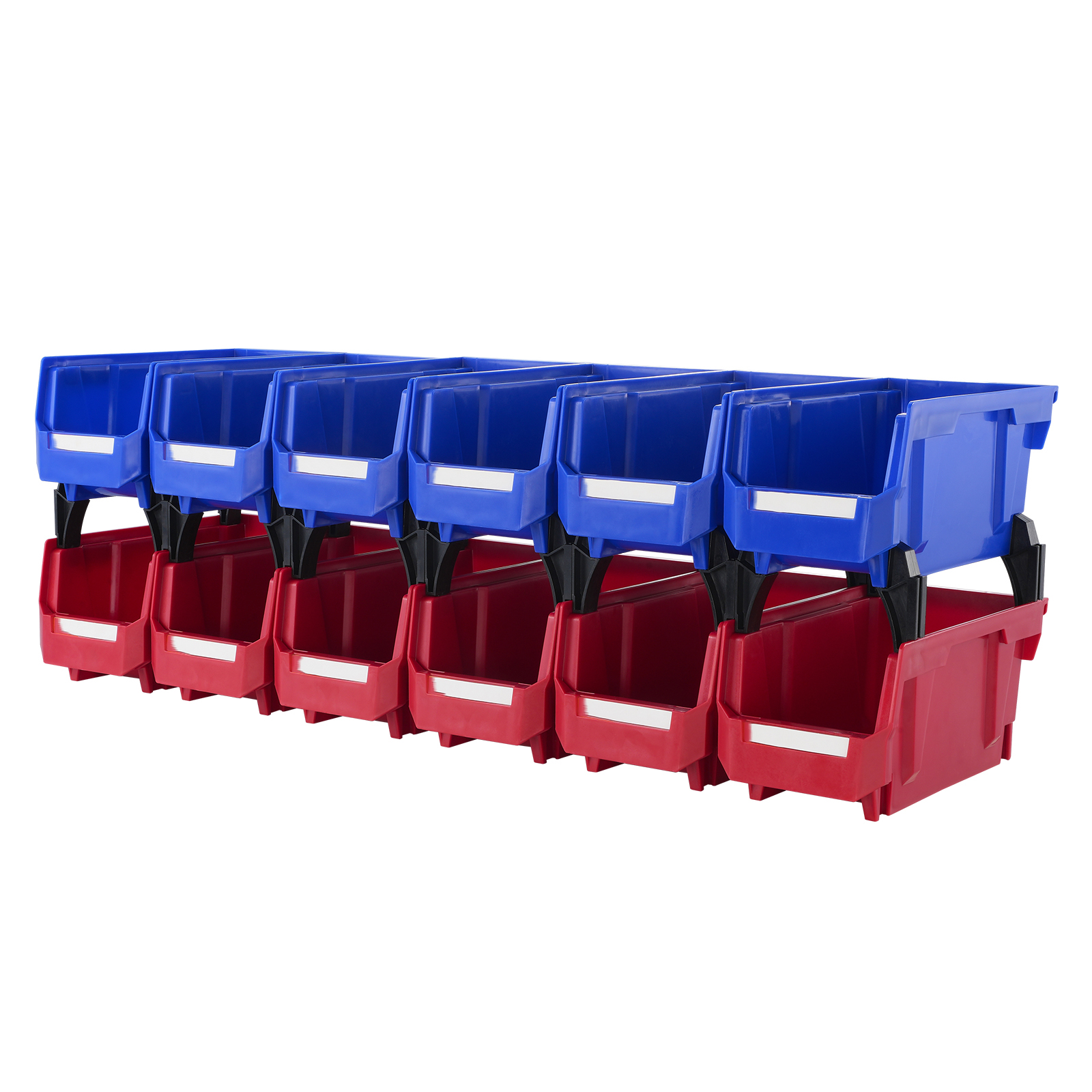 Stackable Pantry Bin - 11-Inch Stackable Hanging Storage Bins, Blue/Red,