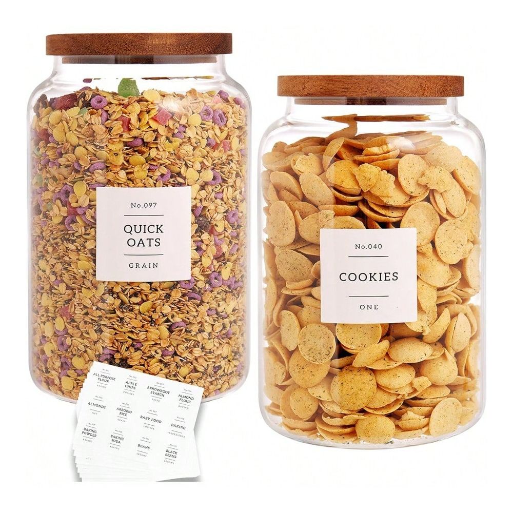 Food Storage Label - Of 2 Large Glass Flour And