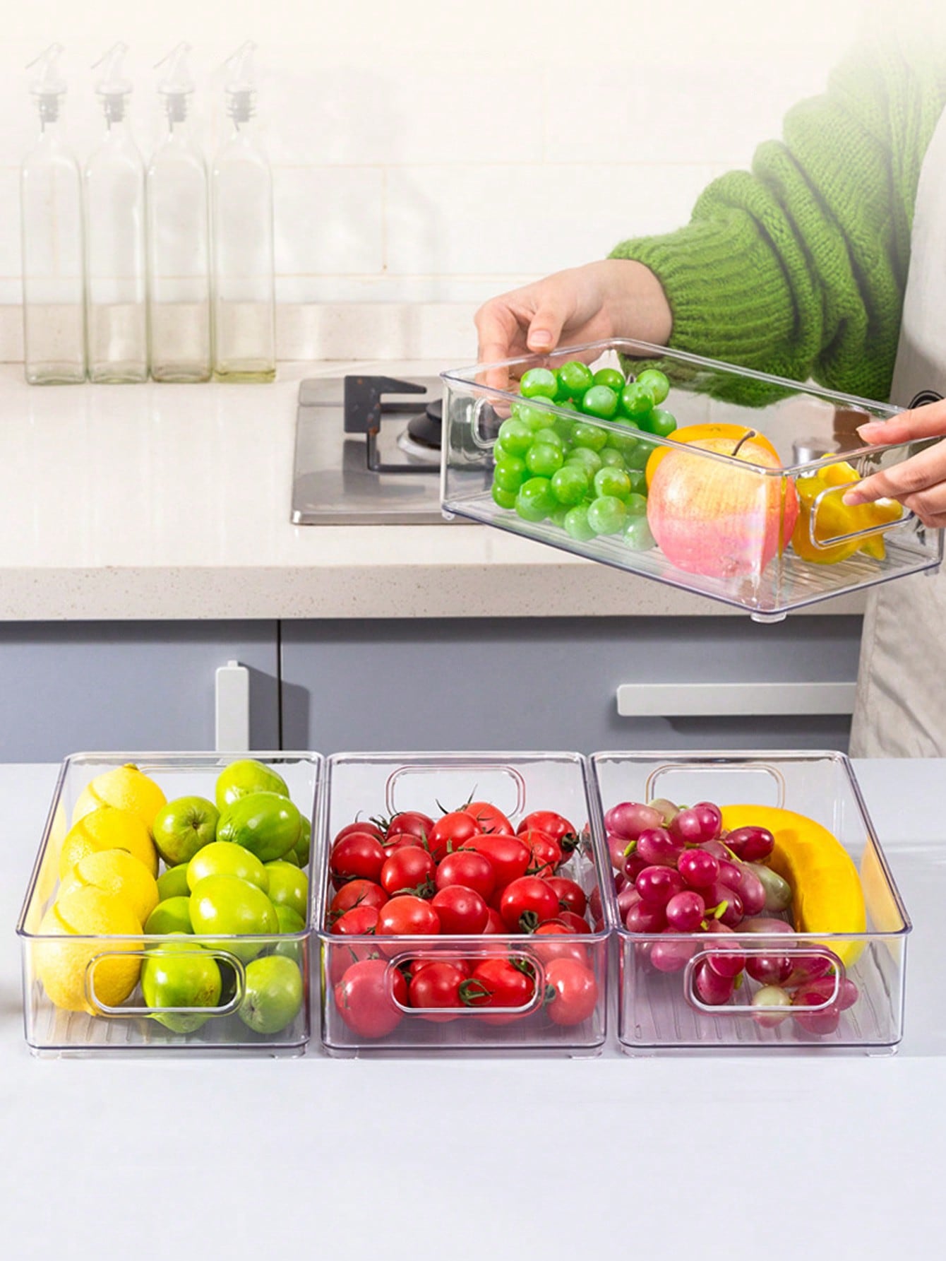 1pc/2sets Transparent Durable  - Stackable Pantry Bin avis et prix