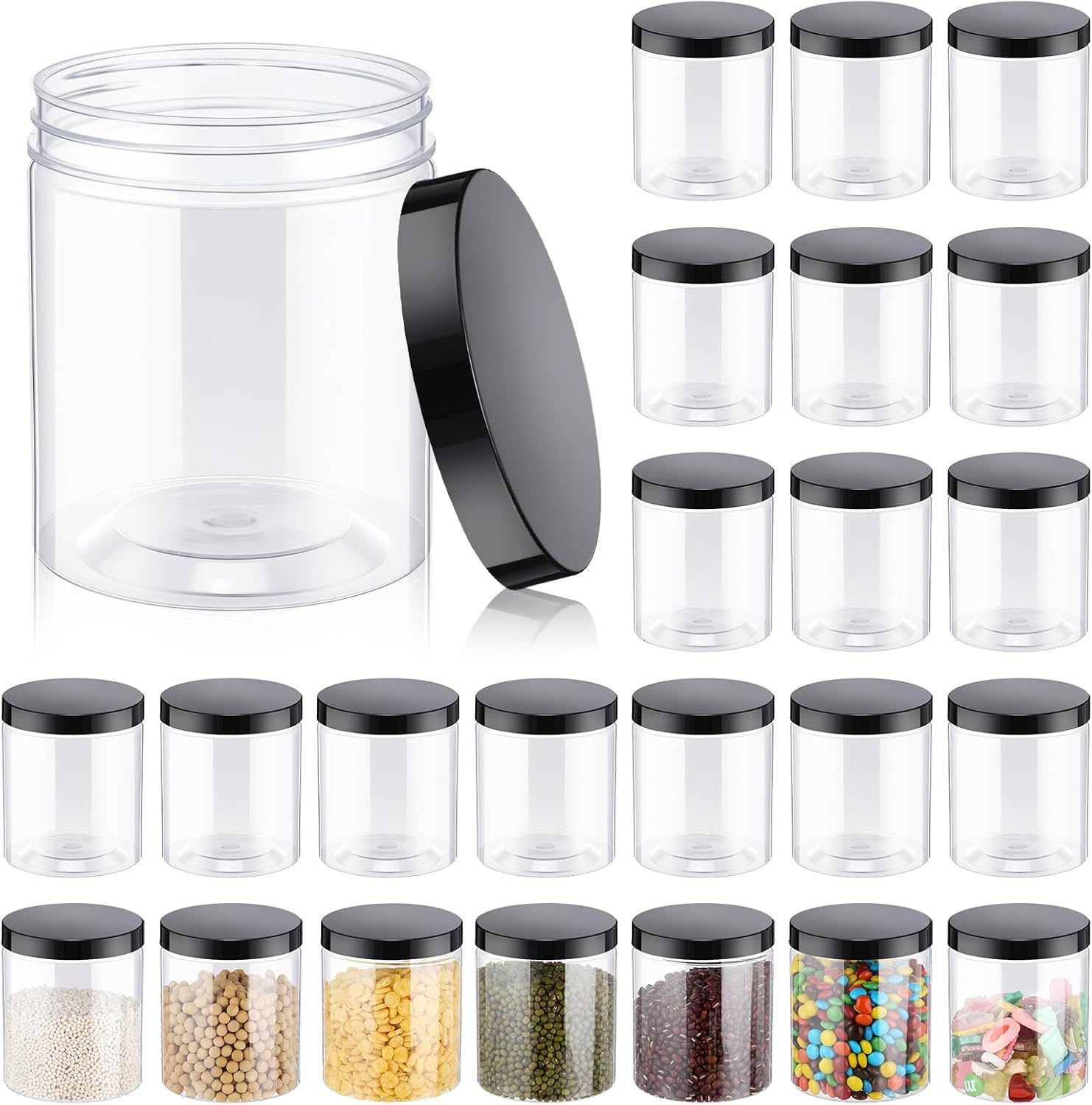 24 Pcs 16oz Plastic Jars with  - Food Storage Airtight avis et prix