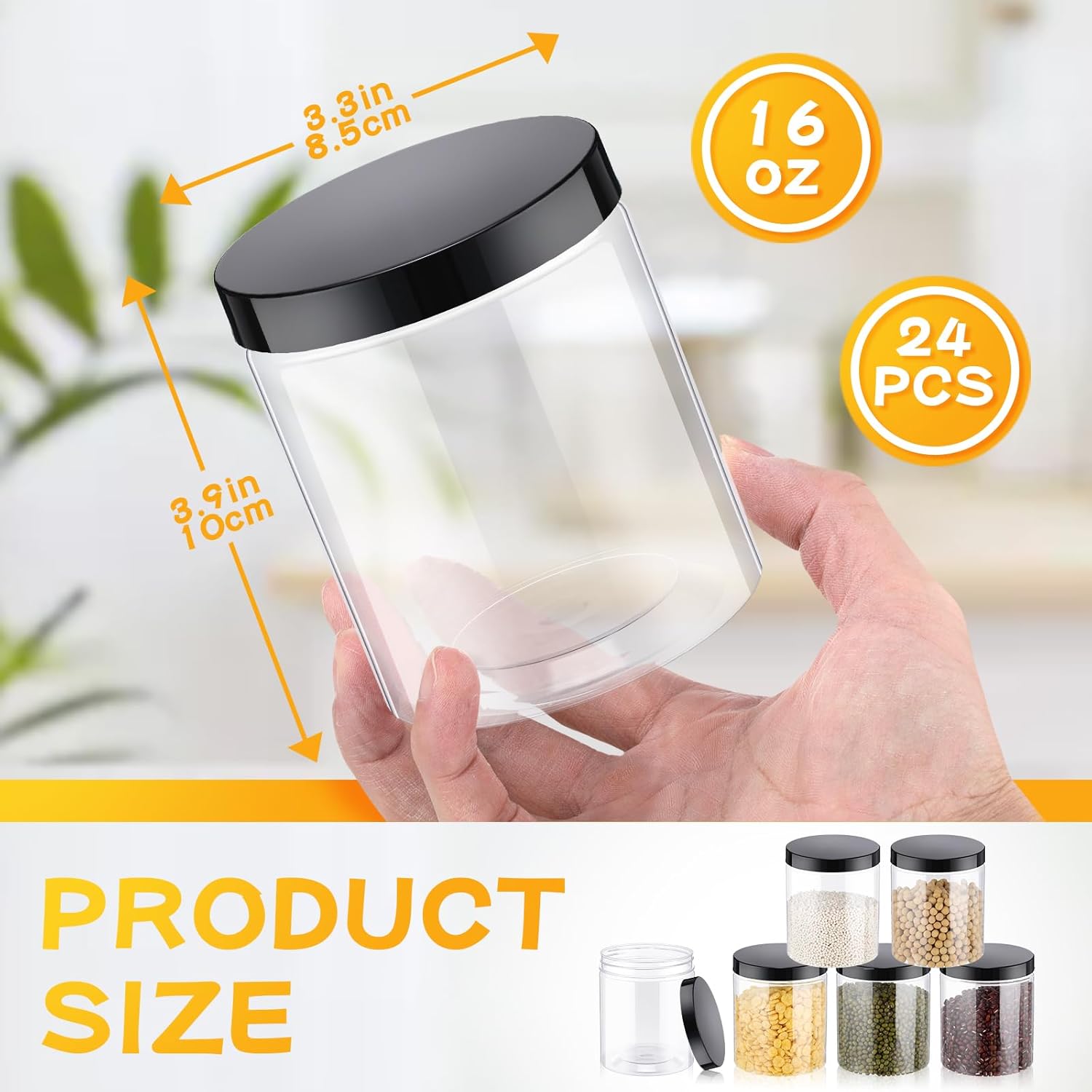 24 Pcs 16oz Plastic Jars with  - Food Storage Airtight avis et prix