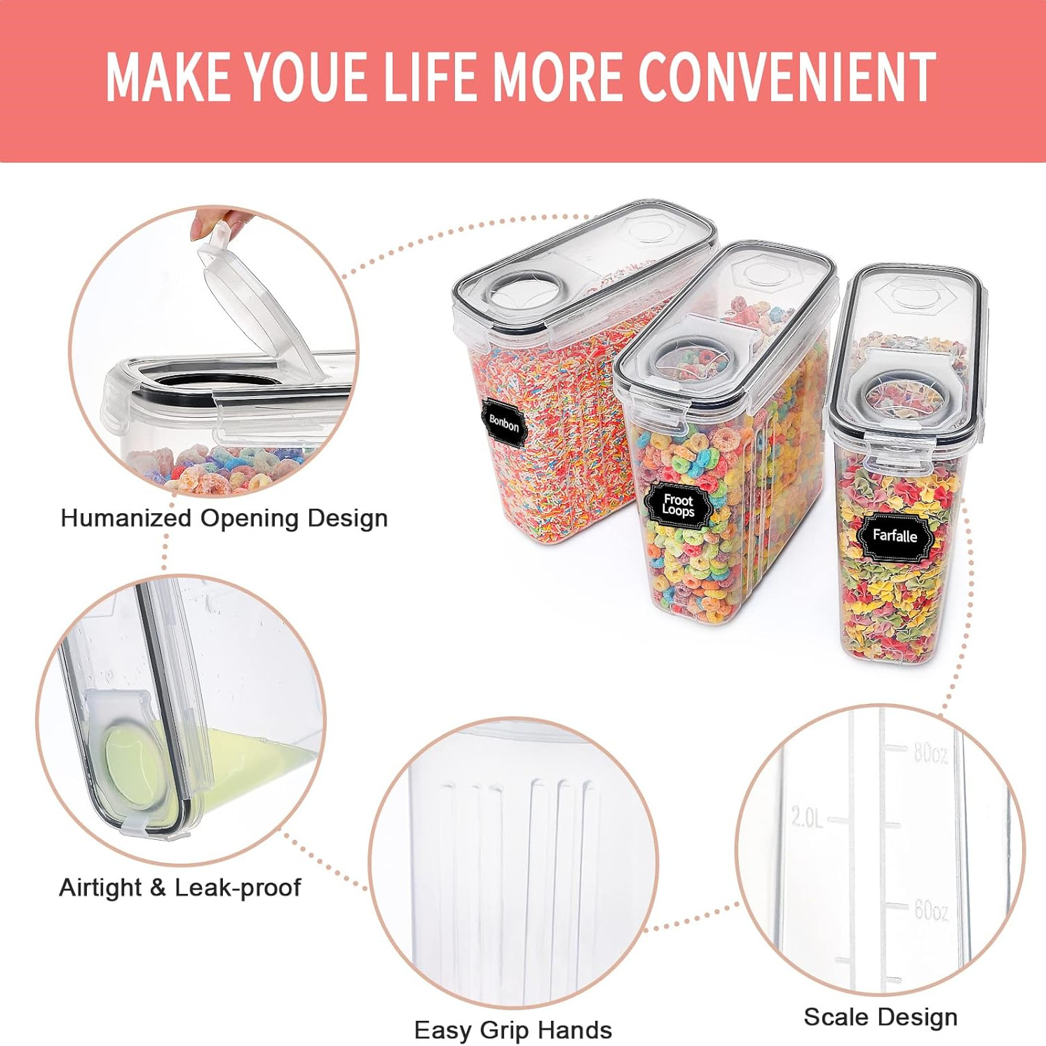 2.5L Cereal Storage Containers - Food Storage Label avis et prix