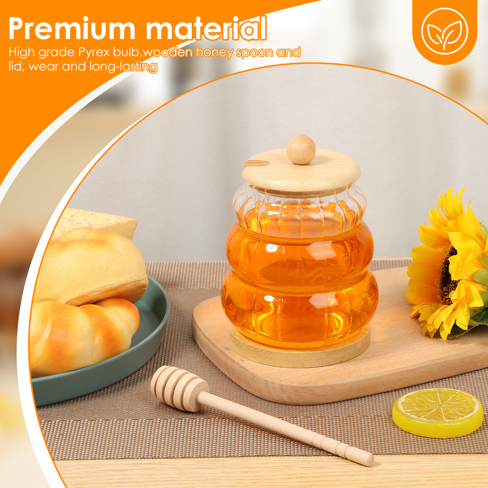 2Pcs Glass Honey Jar with Dipp - Food Storage Lidl avis et prix
