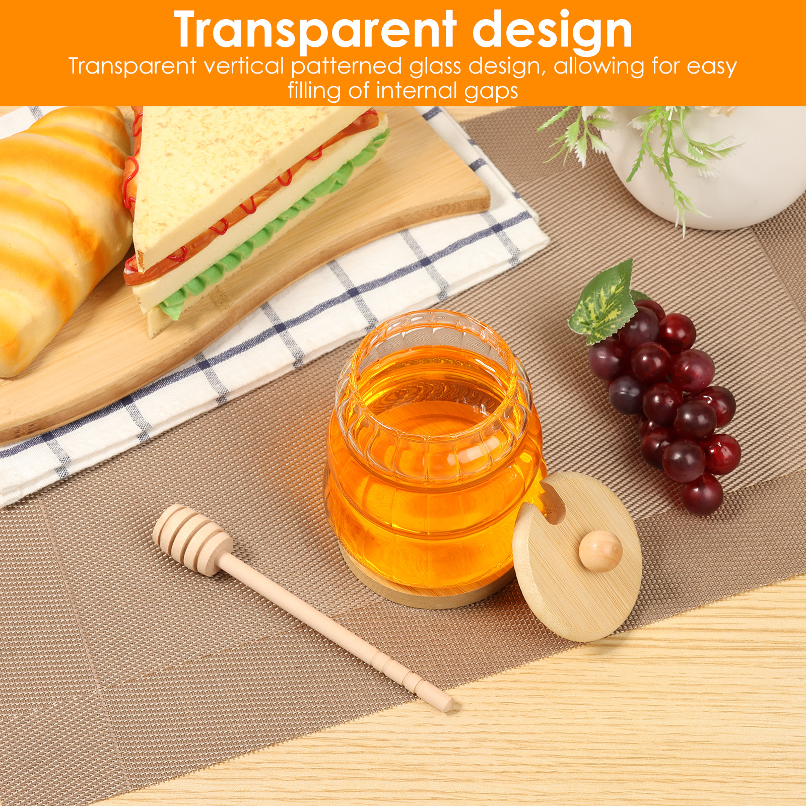 2Pcs Glass Honey Jar with Dipp - Food Storage Lidl avis et prix