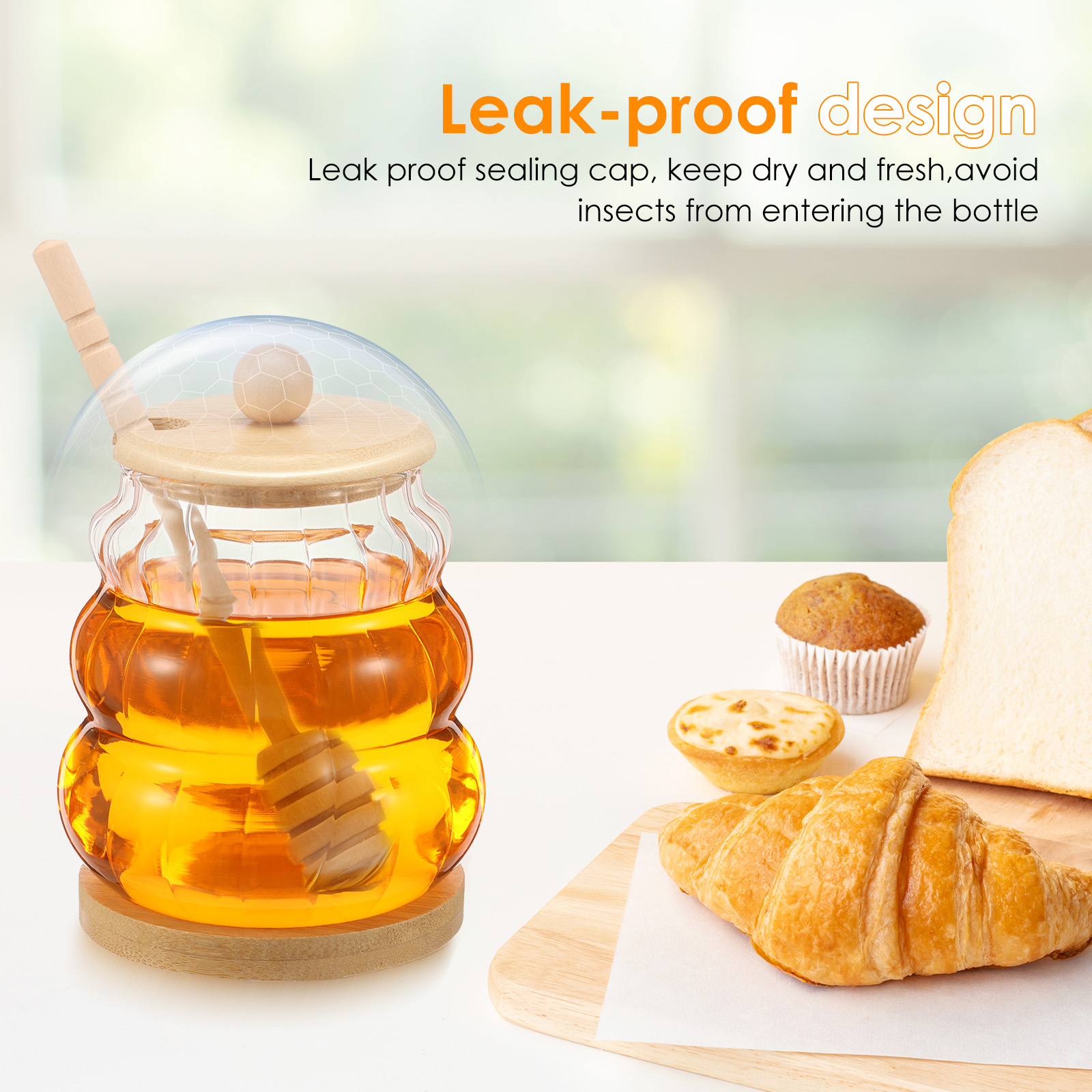 2Pcs Glass Honey Jar with Dipp - Food Storage Lidl avis et prix