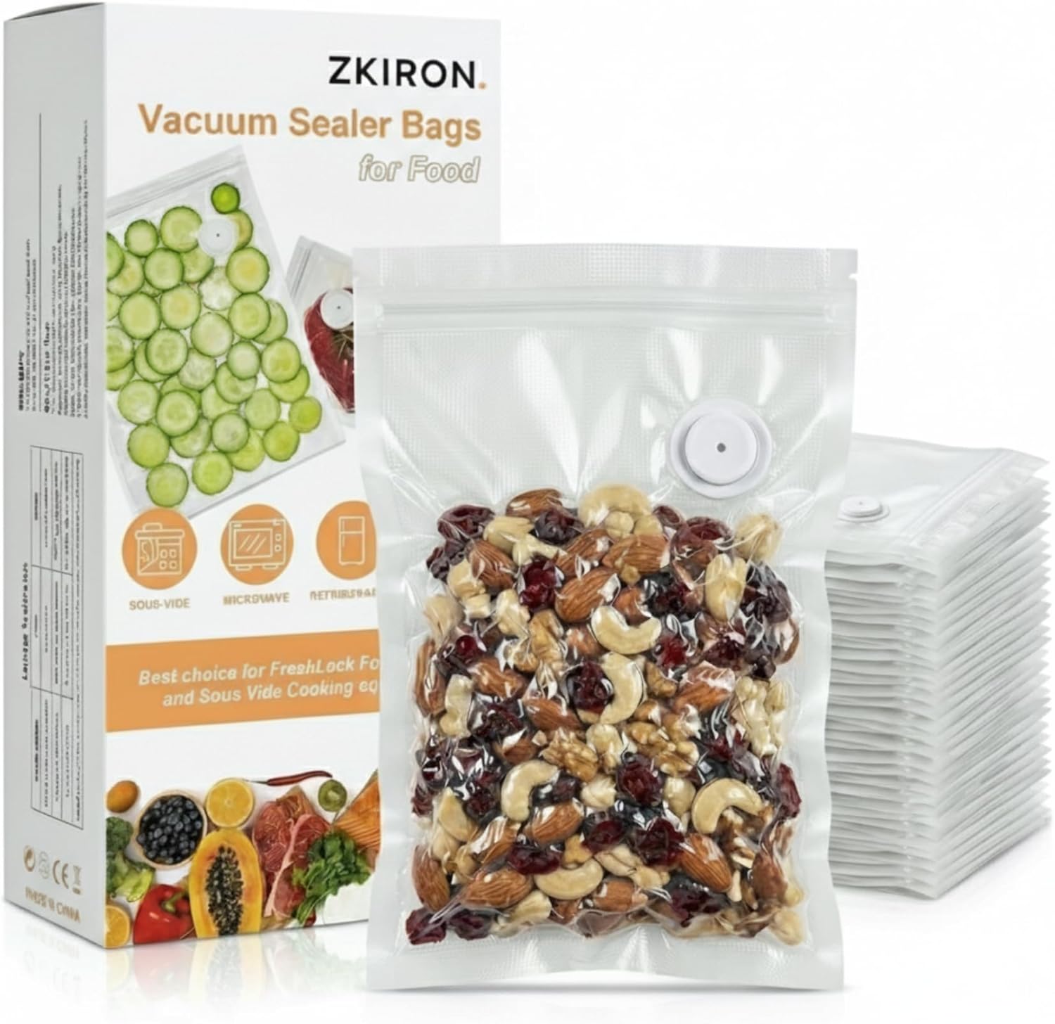 Reusable Vacuum Sealer Bags, 2 - Food Storage Zipper Bags avis et prix