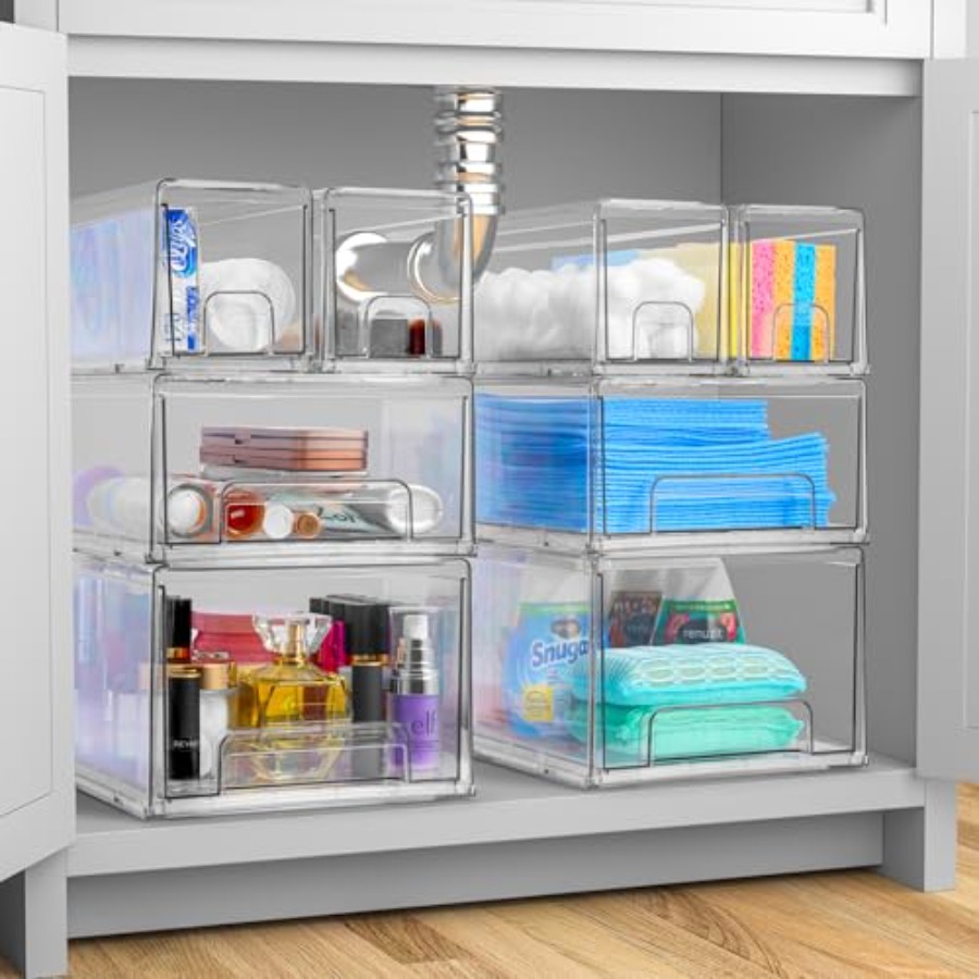 Clear Plastic Organizer Bins w - Stackable Pantry Bin avis et prix