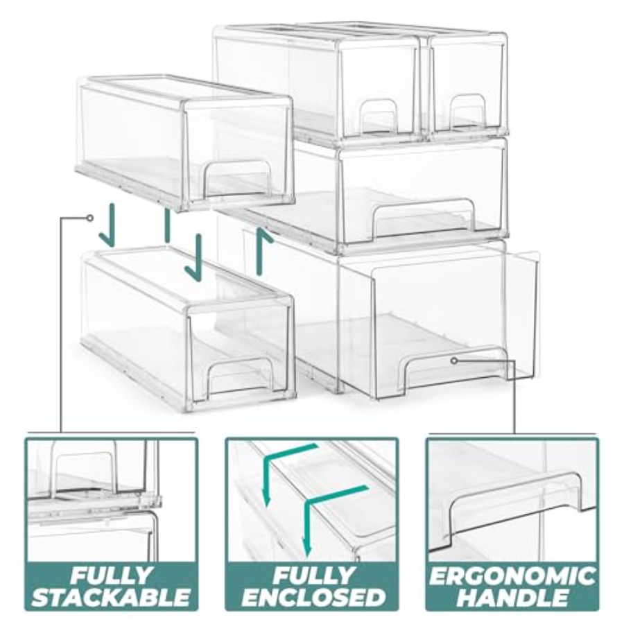 Clear Plastic Organizer Bins w - Stackable Pantry Bin avis et prix
