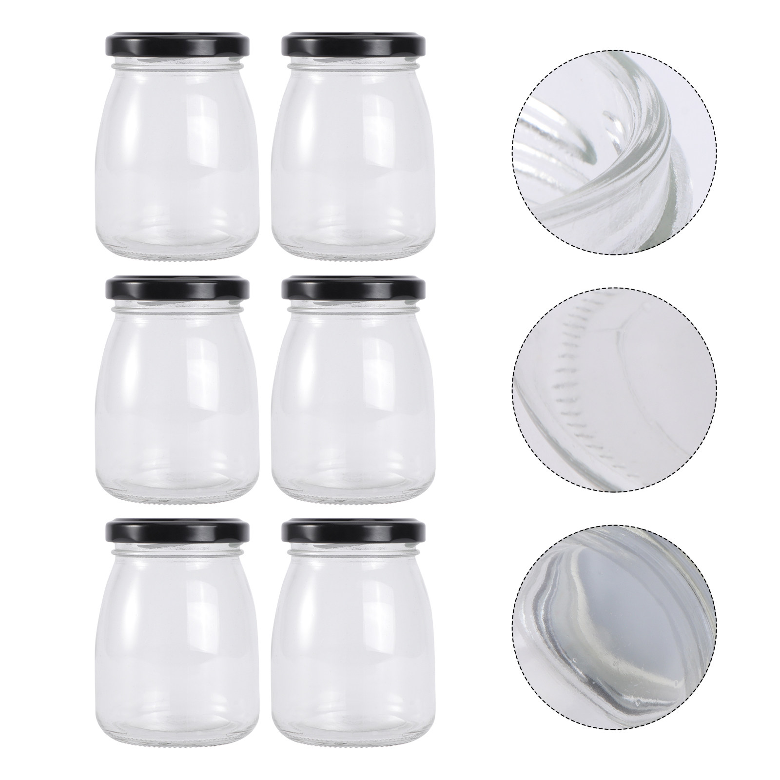 6Pcs Thick Glass Bottles with  - Food Storage Yogurt avis et prix