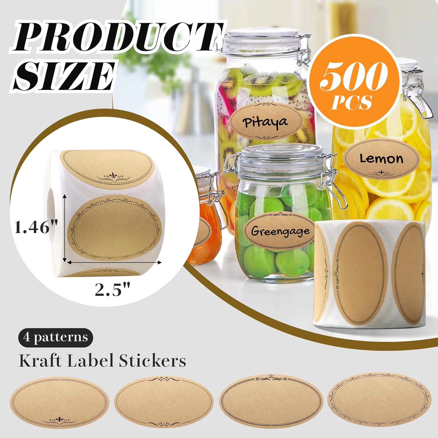 500 Pcs Mason Jar Labels 2.5 I - Food Storage Label avis et prix