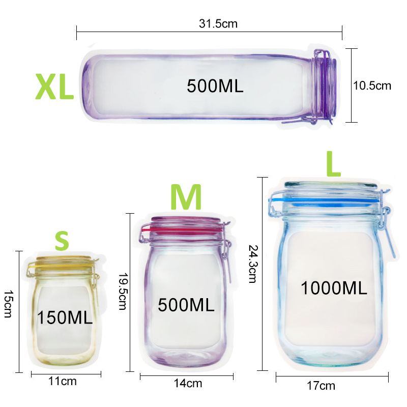Reusable Mason Jar Zipper Bags - Food Storage Ziploc Bags avis et prix