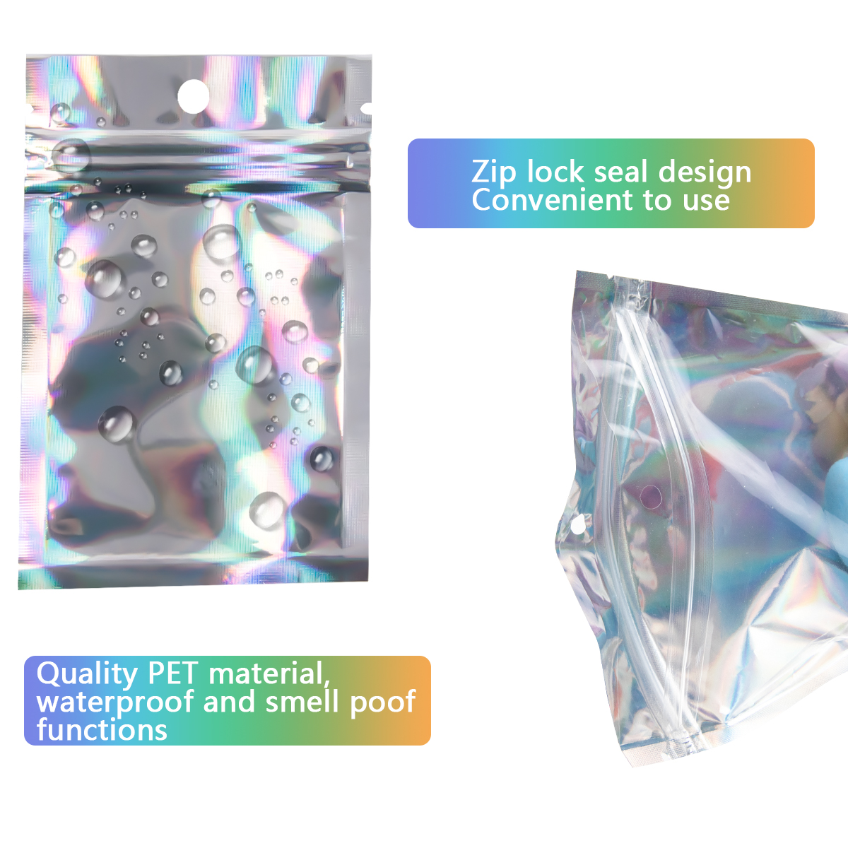 40pcs/60pcs Holographic Reseal - Food Storage Ziploc Bags avis et prix