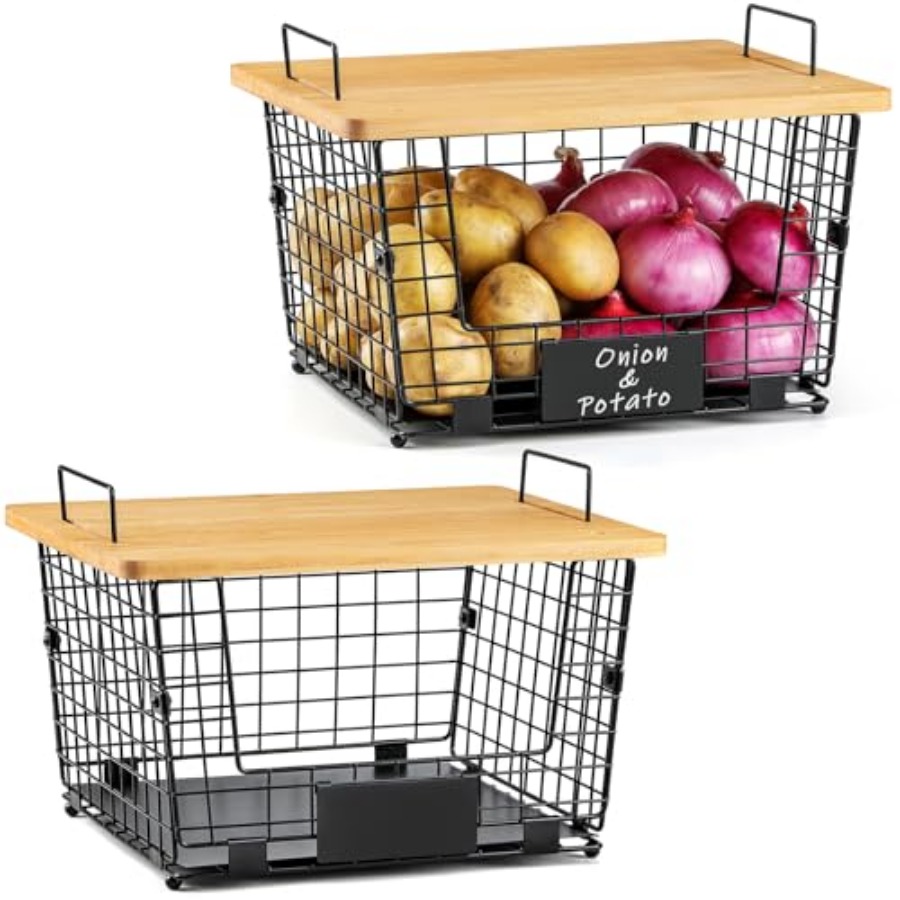 2 Set X Stackable Wire Basket  - Stackable Pantry Bin avis et prix