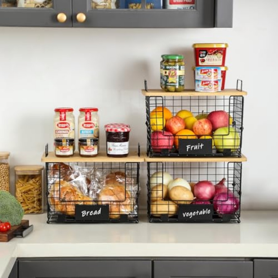 2 Set X Stackable Wire Basket  - Stackable Pantry Bin avis et prix