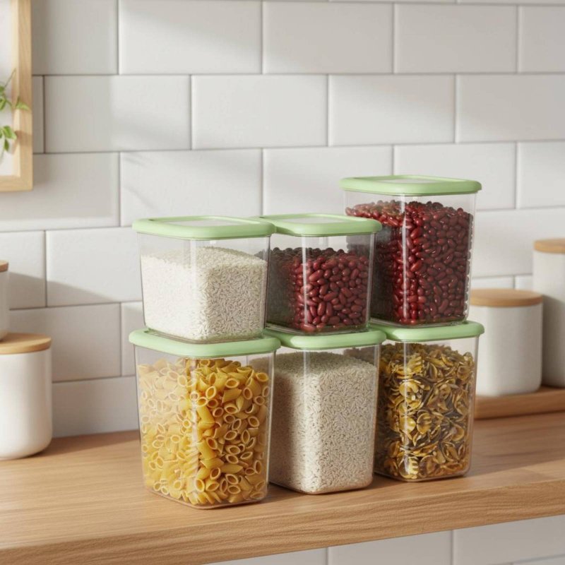 6 Pieces Airtight Food Storage - Stackable Pantry Bin avis et prix