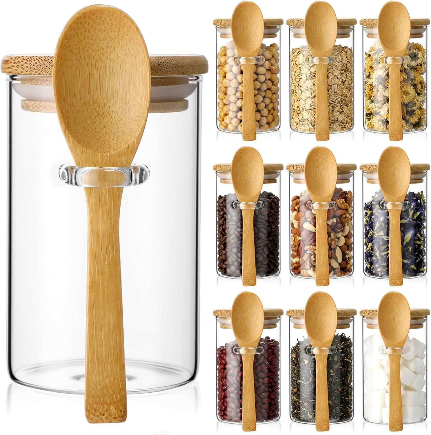 10 Pack Glass Jars with Bamboo - Food Storage Airtight avis et prix