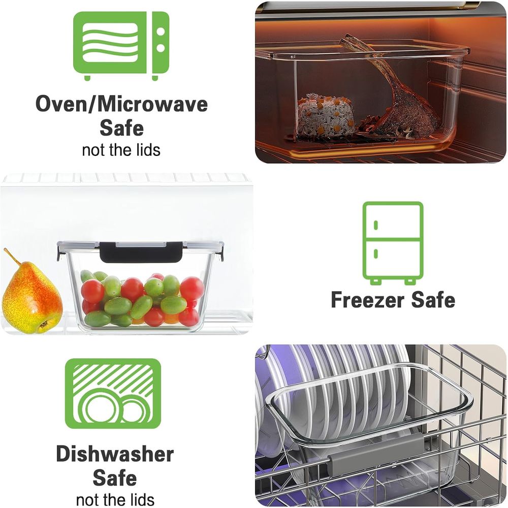 4-Piece 63oz Glass Food Storag - Food Storage Oven Safe avis et prix