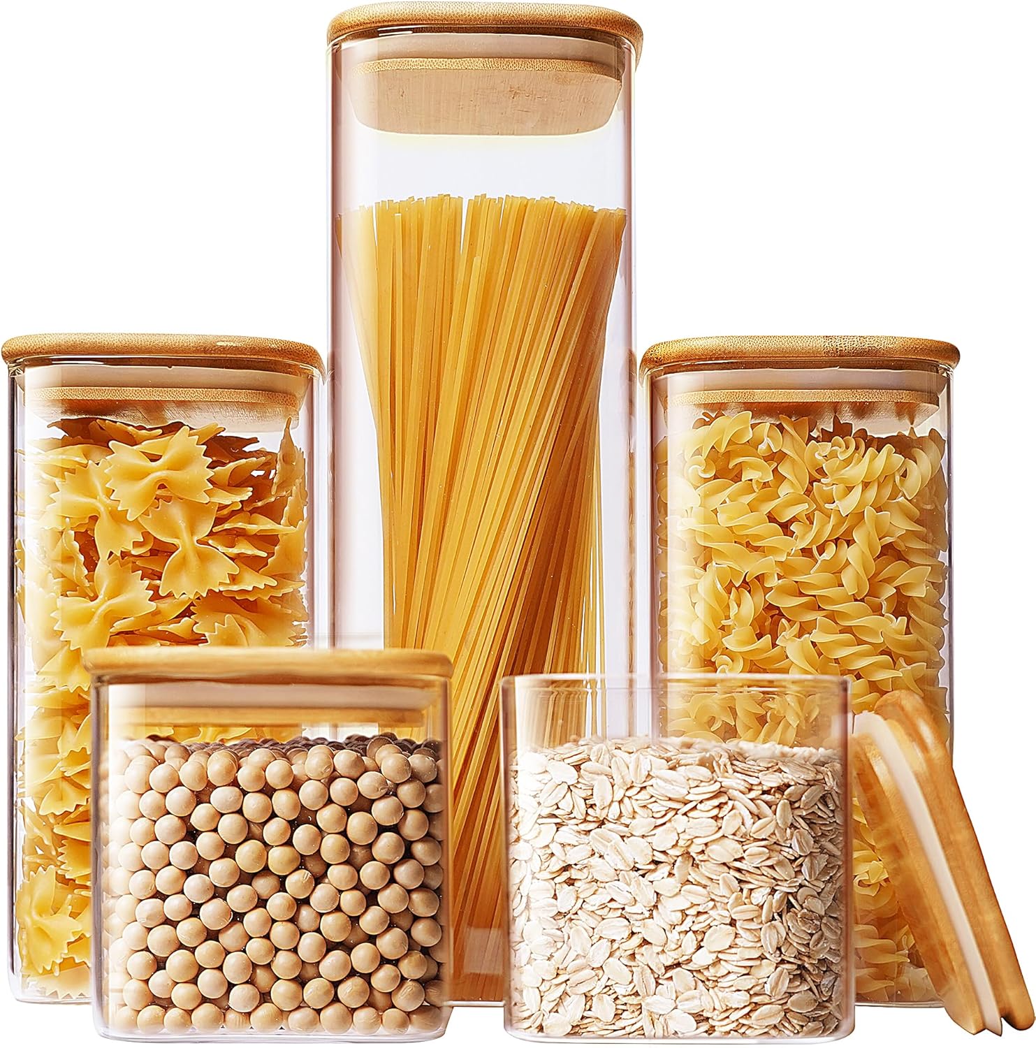Square Glass Jars with Bamboo  - Food Storage Airtight avis et prix