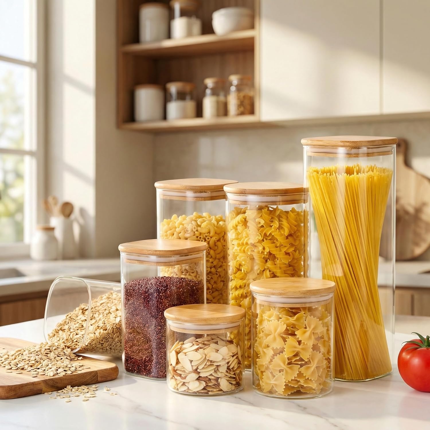Square Glass Jars with Bamboo  - Food Storage Airtight avis et prix