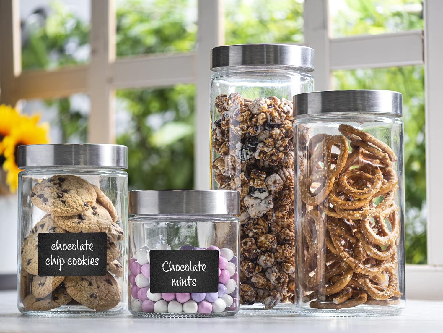 4pc Canister Sets for Kitchen  - Food Storage Label avis et prix