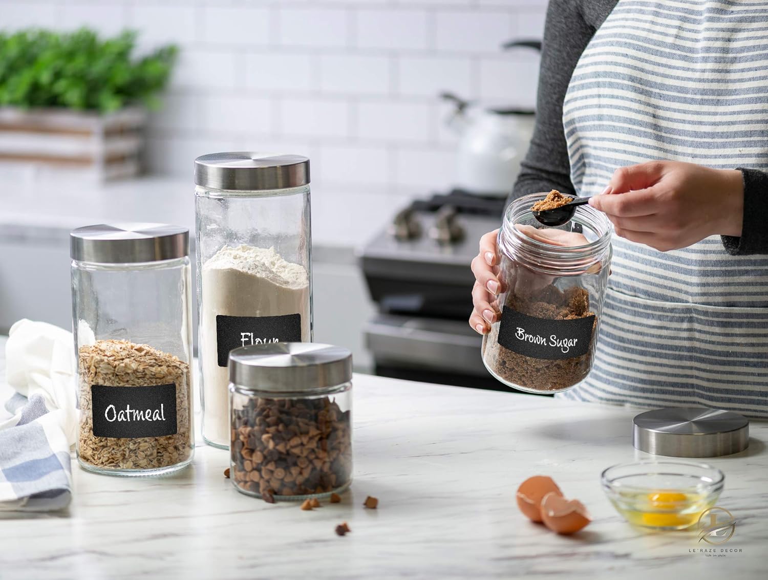 4pc Canister Sets for Kitchen  - Food Storage Label avis et prix