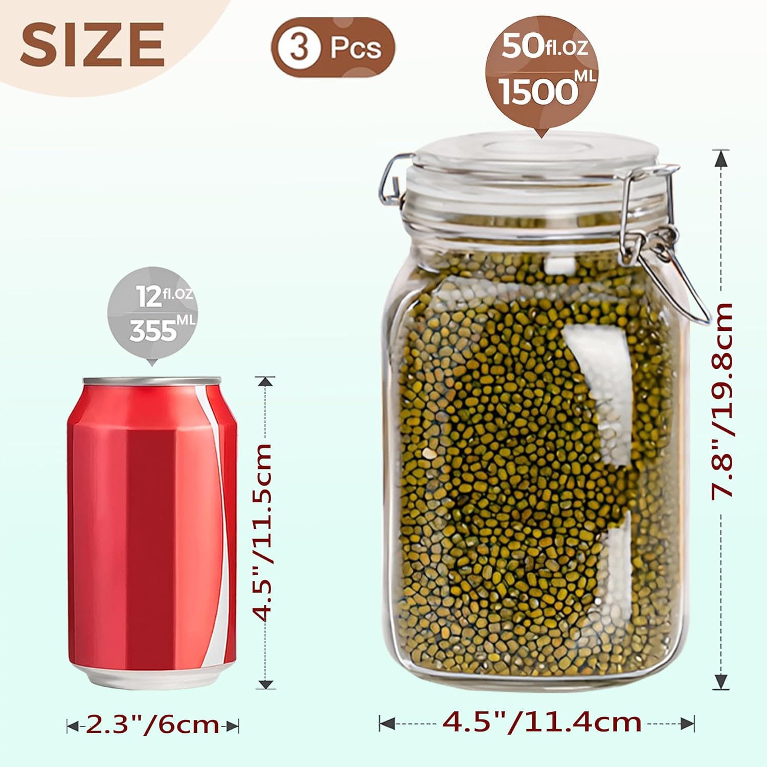 Clear Food Storage Jars 50oz S - Food Storage Airtight avis et prix