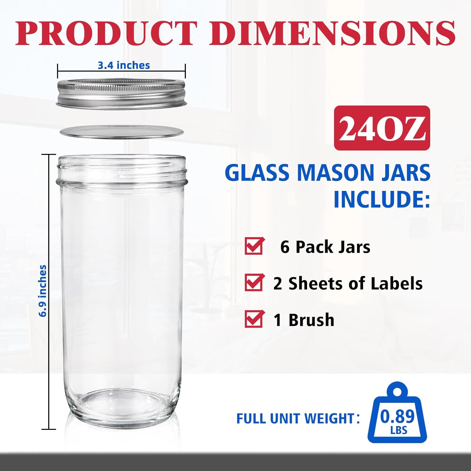 Jars Wide Mouth 6 Pack, 24oz G - Food Storage Airtight avis et prix