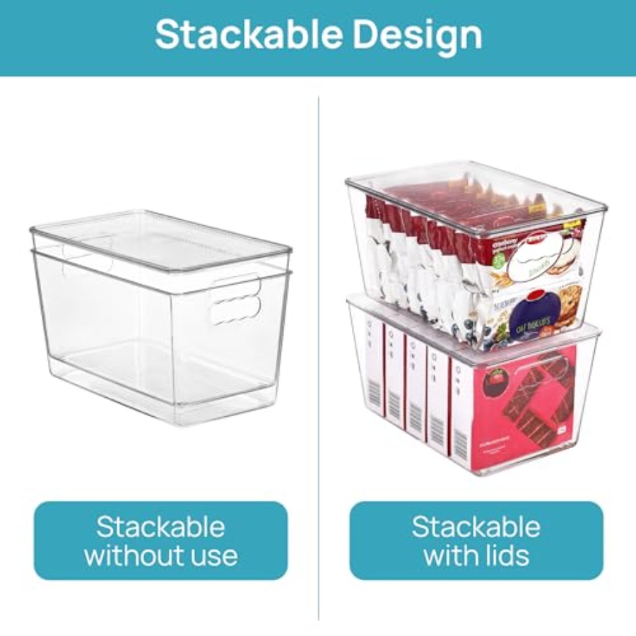 8 Pack Clear Stackable Storage - Stackable Pantry Bin avis et prix