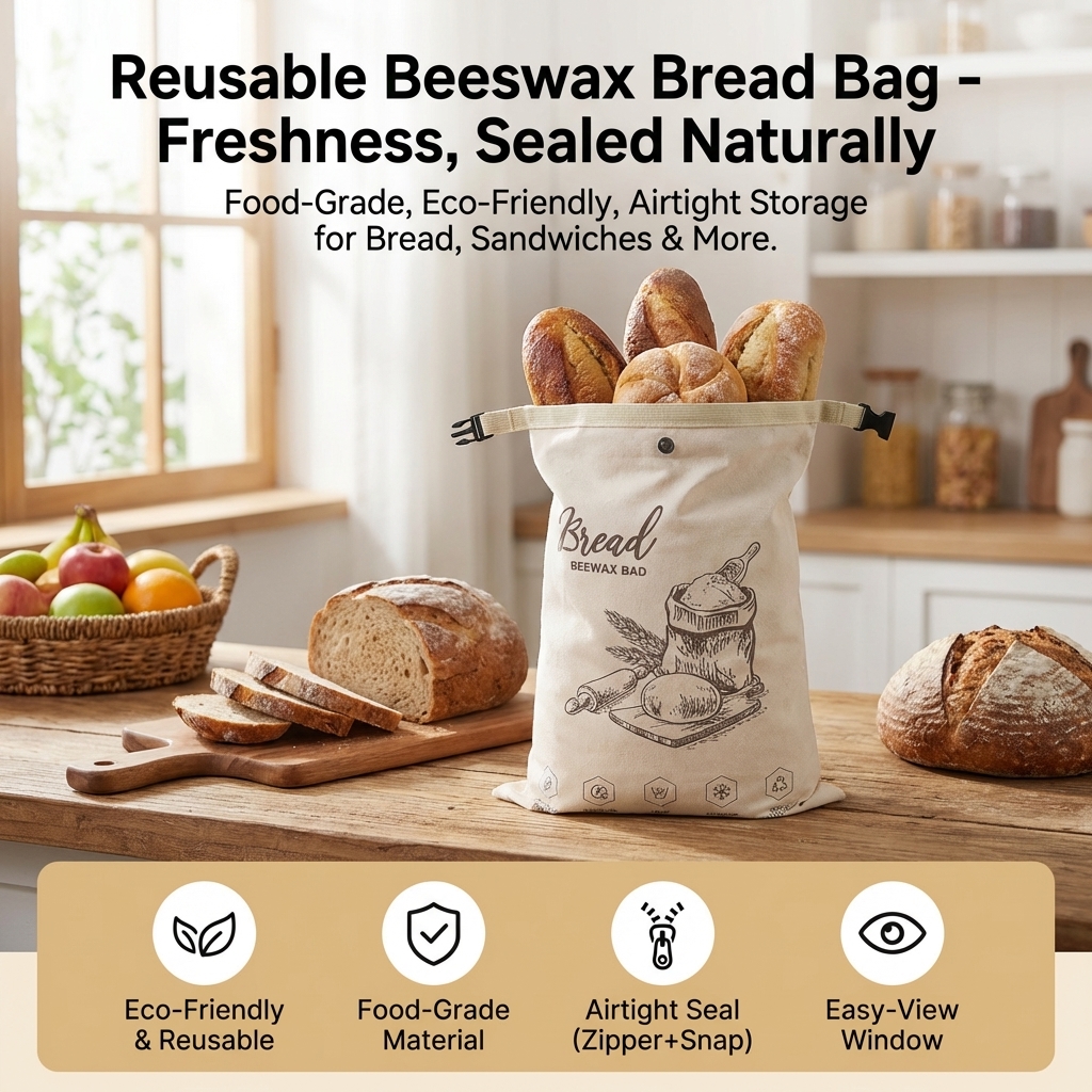 Reusable Beeswax Bread Bag wit - Food Storage Zipper Bags avis et prix