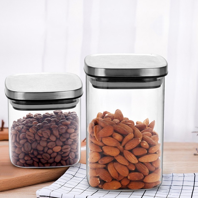 Square Glass Jars With Stainle - Food Storage Lidl avis et prix
