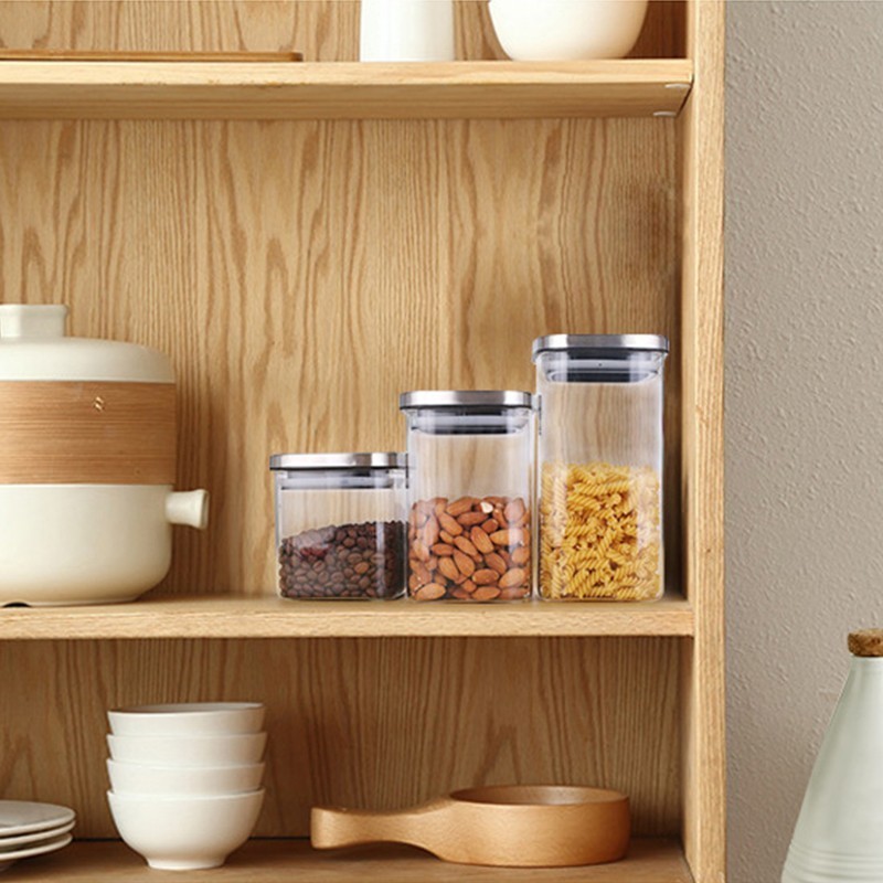 Square Glass Jars With Stainle - Food Storage Lidl avis et prix