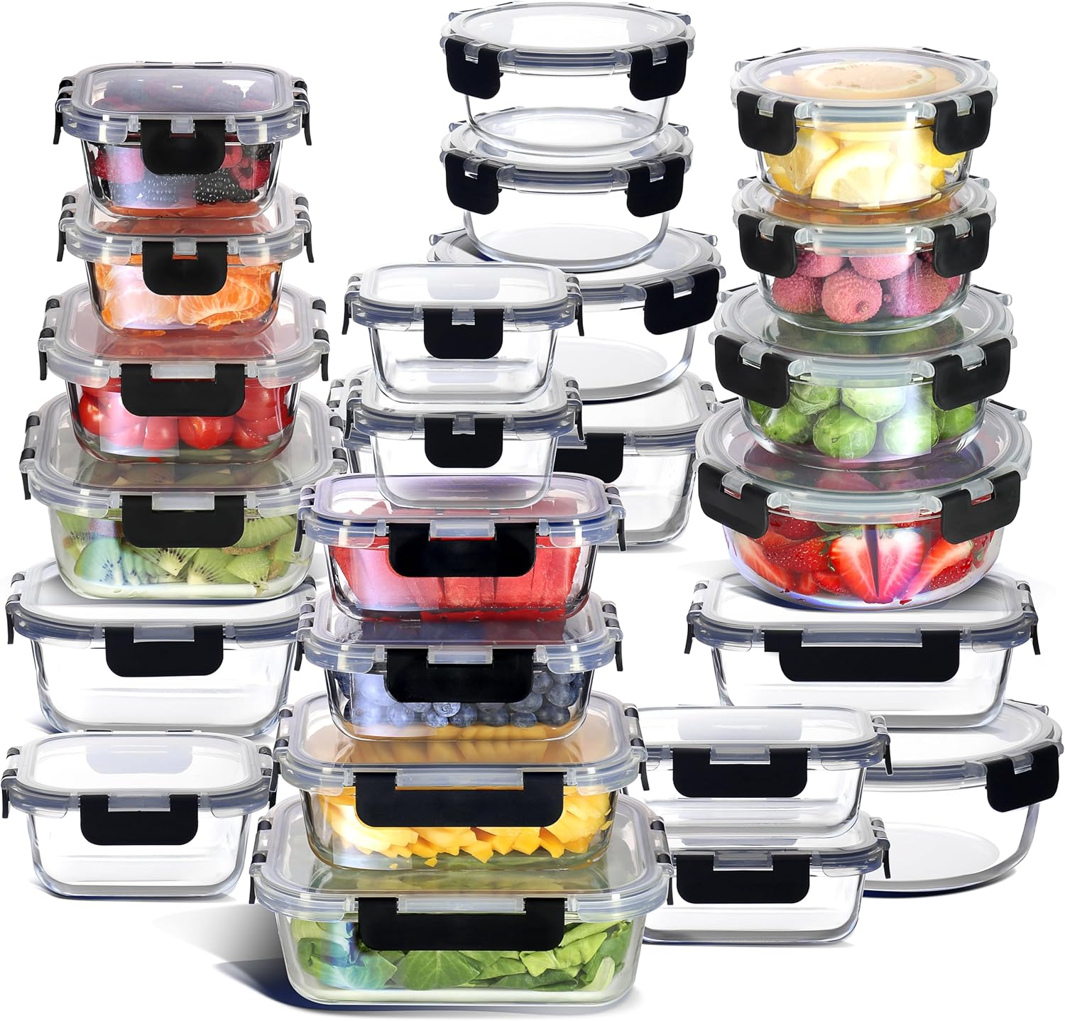 48-Piece Glass Food Storage Co - Food Storage Airtight avis et prix