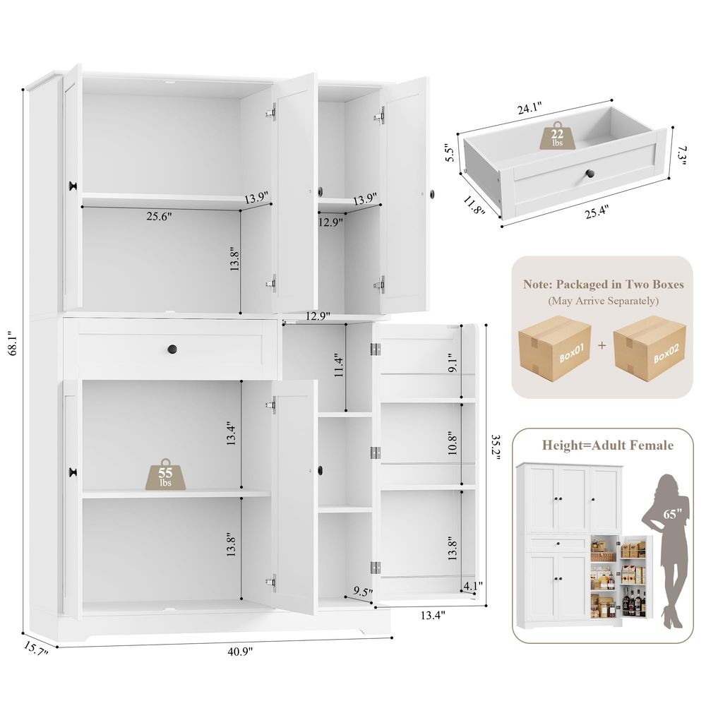 68 Tall Kitchen Pantry Storage - Food Storage Kitchen Cabinet avis et prix