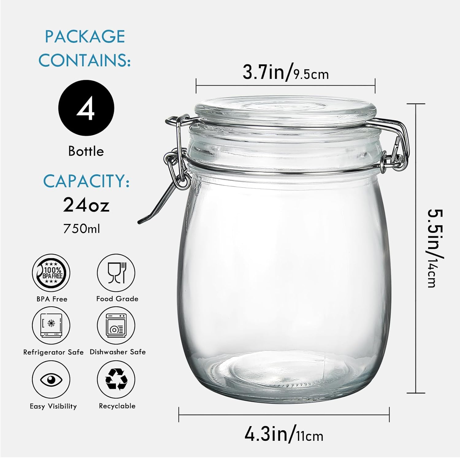 24oz Food Storage Canister Gla - Food Storage Airtight avis et prix
