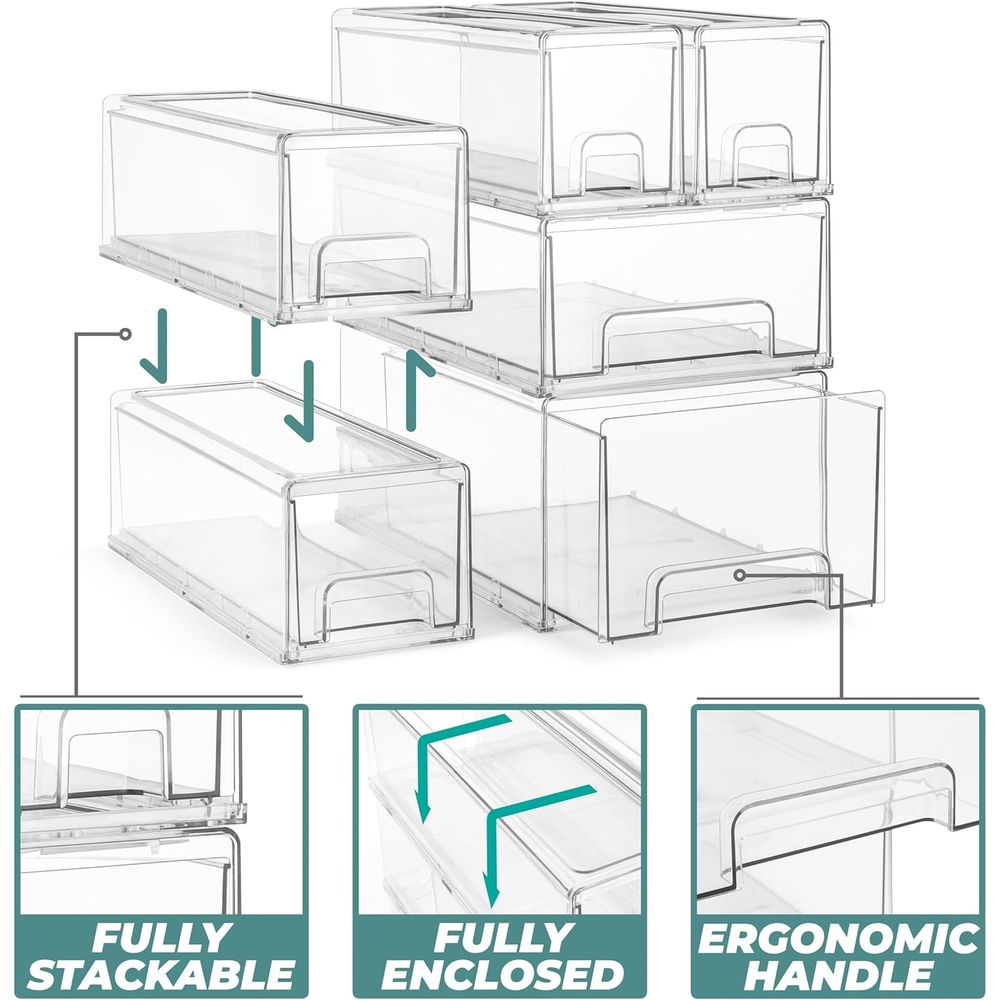6-Pack Clear Stackable Storage - Stackable Pantry Bin avis et prix