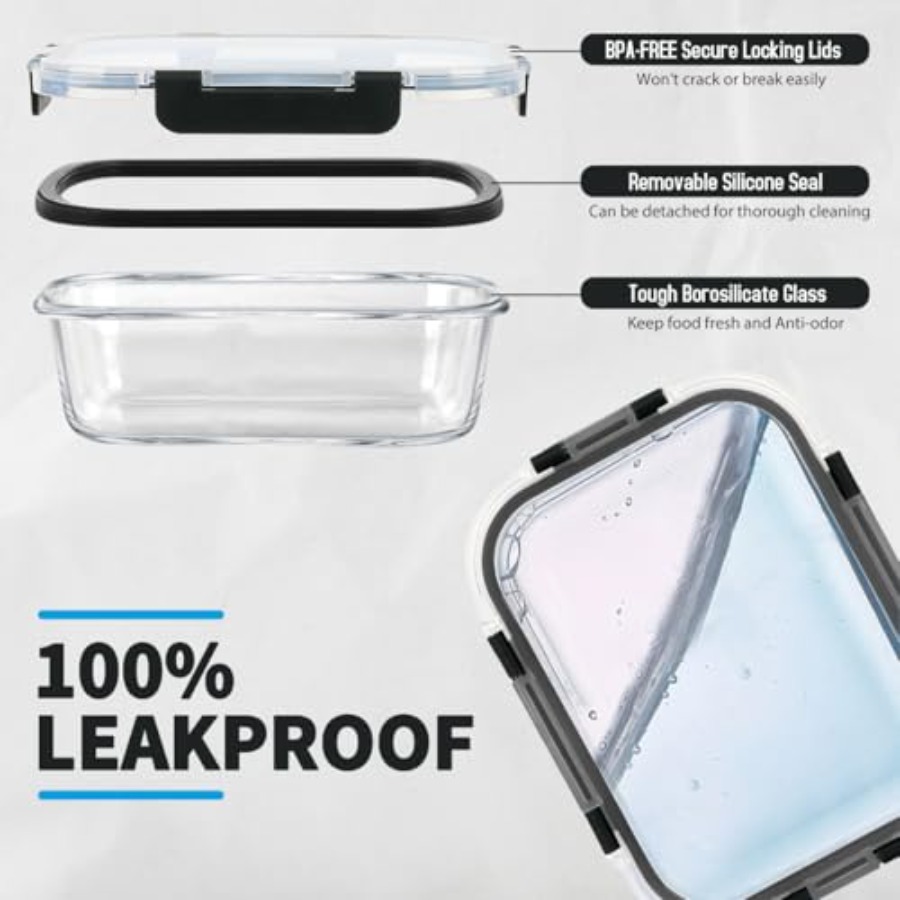 42pcs Glass Food Storage Conta - Food Storage Lidl avis et prix