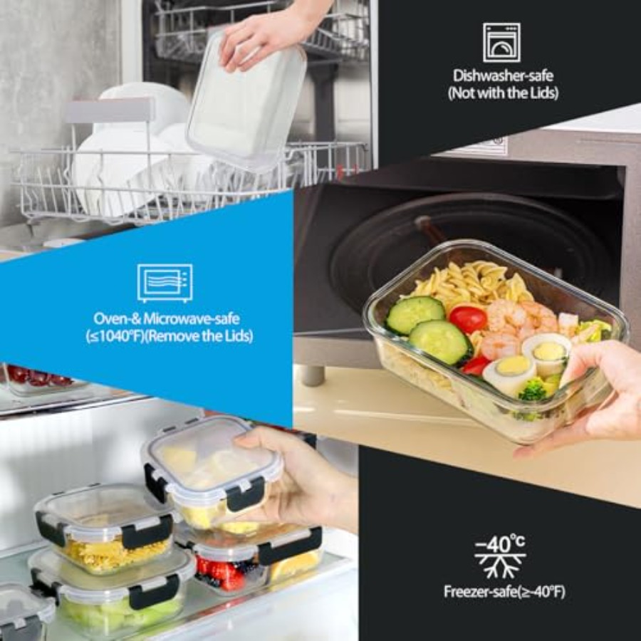 42pcs Glass Food Storage Conta - Food Storage Lidl avis et prix