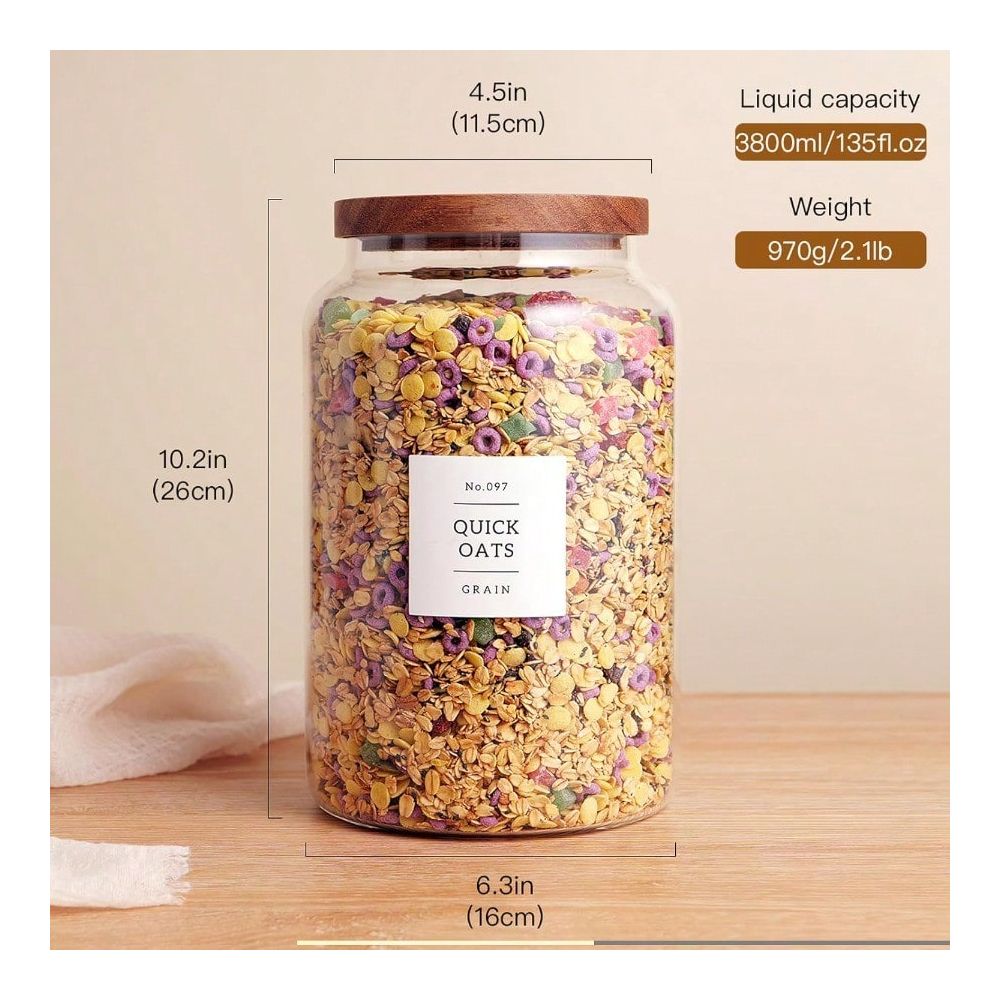 Of 2 Large Glass Flour And Sug - Food Storage Label avis et prix