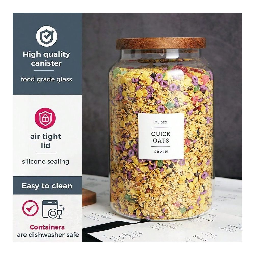 Of 2 Large Glass Flour And Sug - Food Storage Label avis et prix