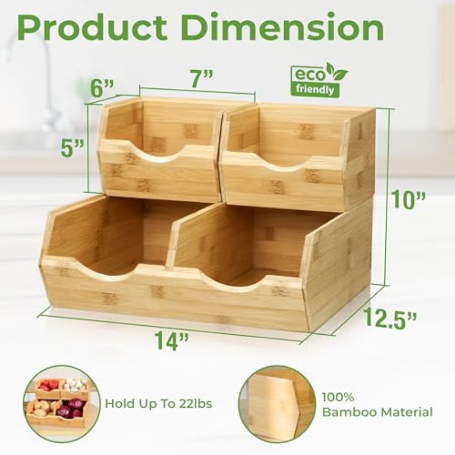 Bamboo Pantry Storage Bins Sta - Stackable Pantry Bin avis et prix